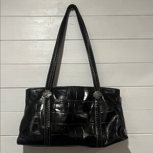 Brighton Black Croc-Embossed Shoulder Tote